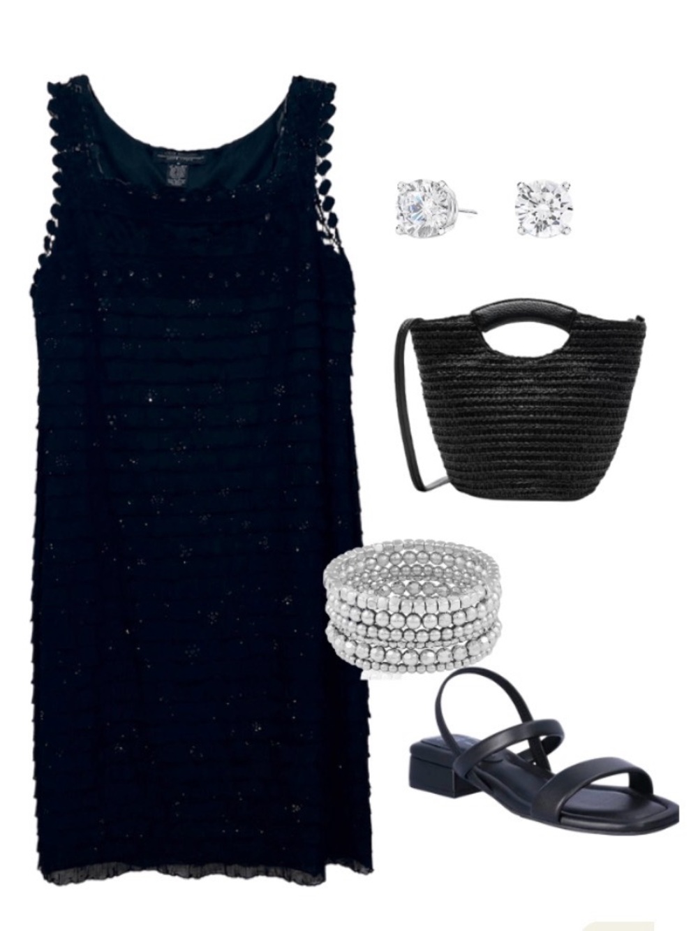 RB Collection NY Elegant Black Shimmer W/Lace Sleeveless Dress-Medium-NWOT - Picture 5 of 9